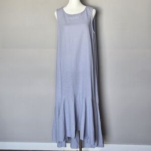 CYNTHIA ROWLEY Linen Hi-Low Tiered Maxi Sleeveless Lagenlook Beachy Boho Dress
